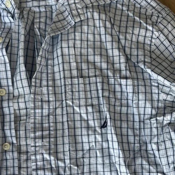Nautica Men's White and Blue Plaid Shirt - Picture 3 of 6